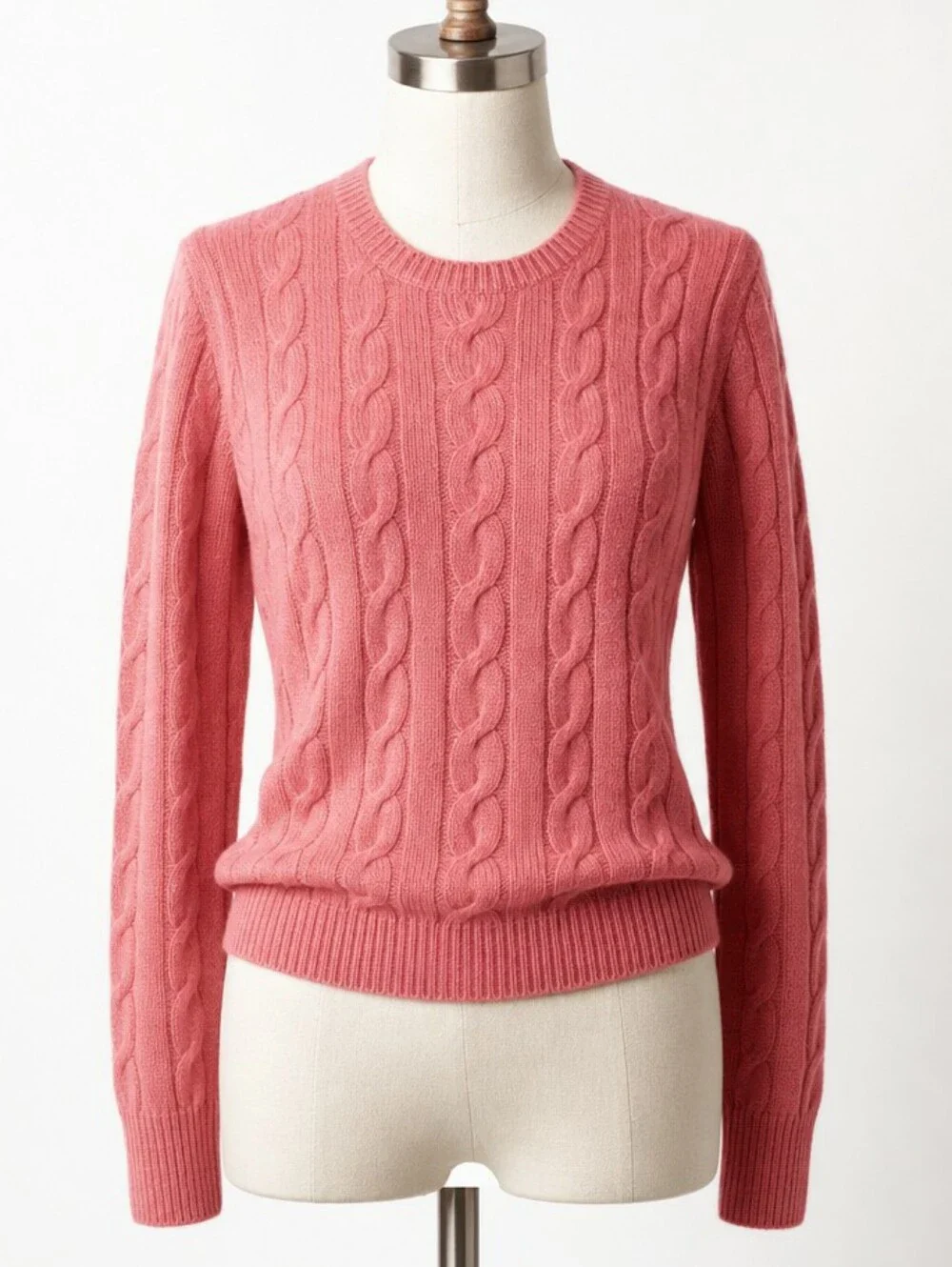 J.Crew Merino Wool Cashmere Angora Cableknit Sweater | Heather Red Pink | Size S